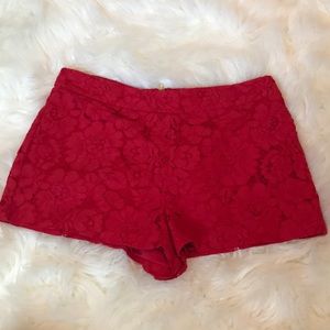 Red eyelet shorts